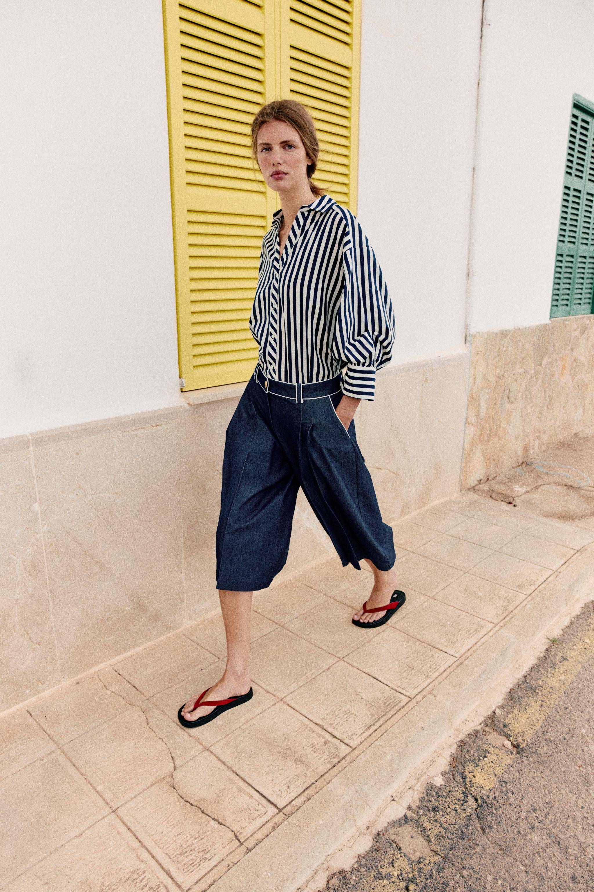 WIDE SHORTS WITH CONTRAST PIPING